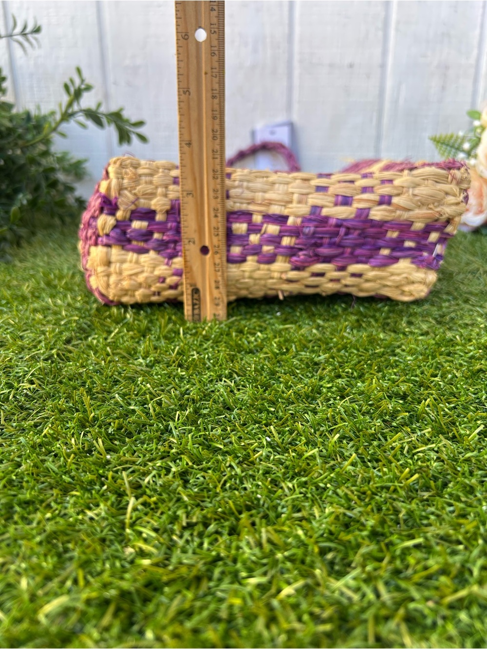 L Space - Charlie Bag - Berry Woven Straw Tote Bag in Purple and Natural New - Picture 16 of 16